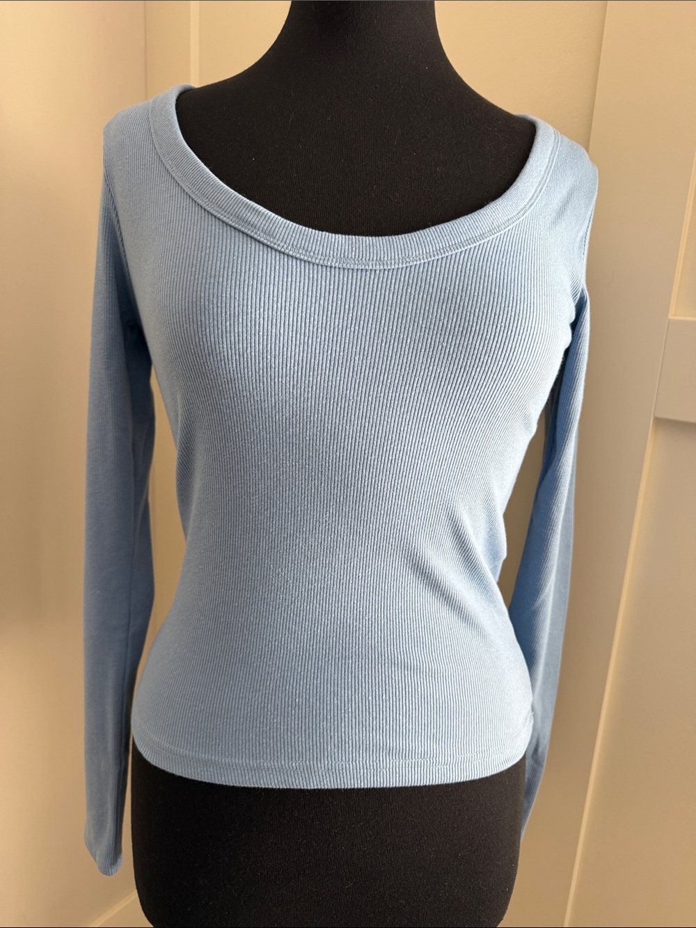 BDG Light Blue Ribbed Long Sleeve Tee
